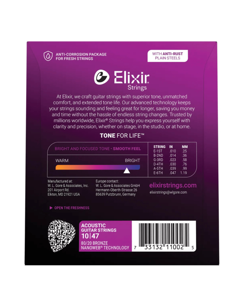 Set de 12 Cuerdas Dobles Elixir Nanoweb 11002 .010 para Docerola - Image 2