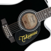 Sticker takamine dorado en guitarra